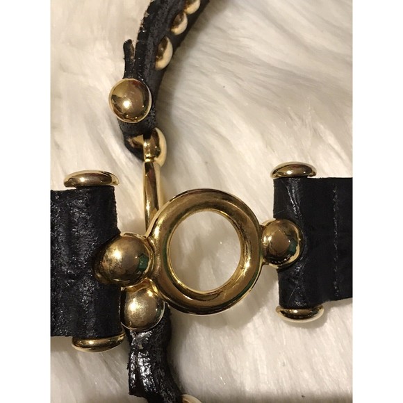Stunning Hyde Collection Metallic Snakeskin Belt w. Golden Studs and Rings Sz M main image 6